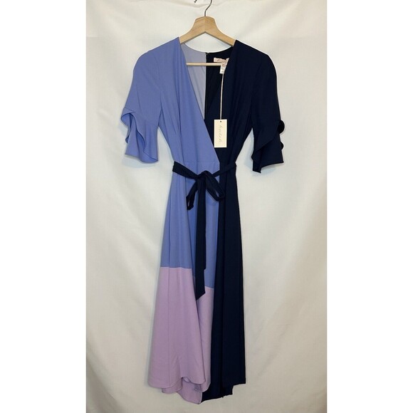 HUTCH Women’s Colorblock Short Sleeve Wrap‎ Dress X-SMALL NWT - Picture 2 of 9